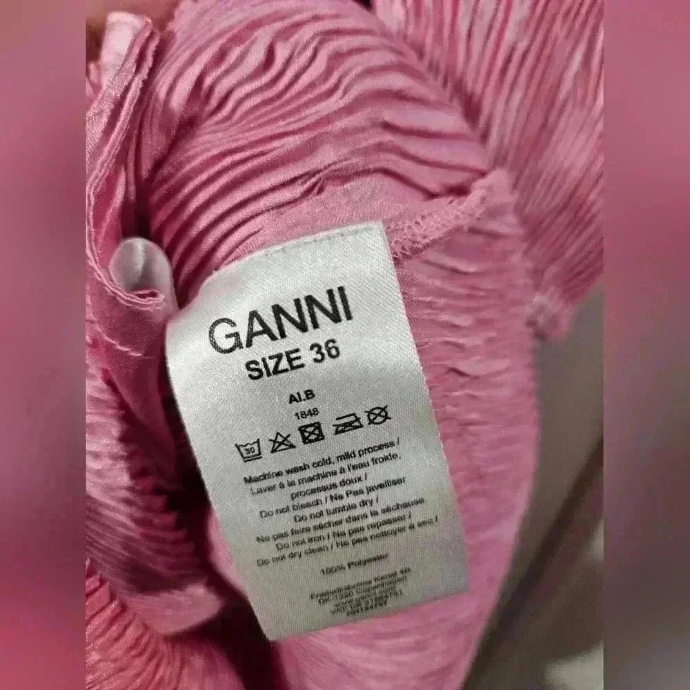 Ganni Pleated Satin Dress - Picture 6 of 9